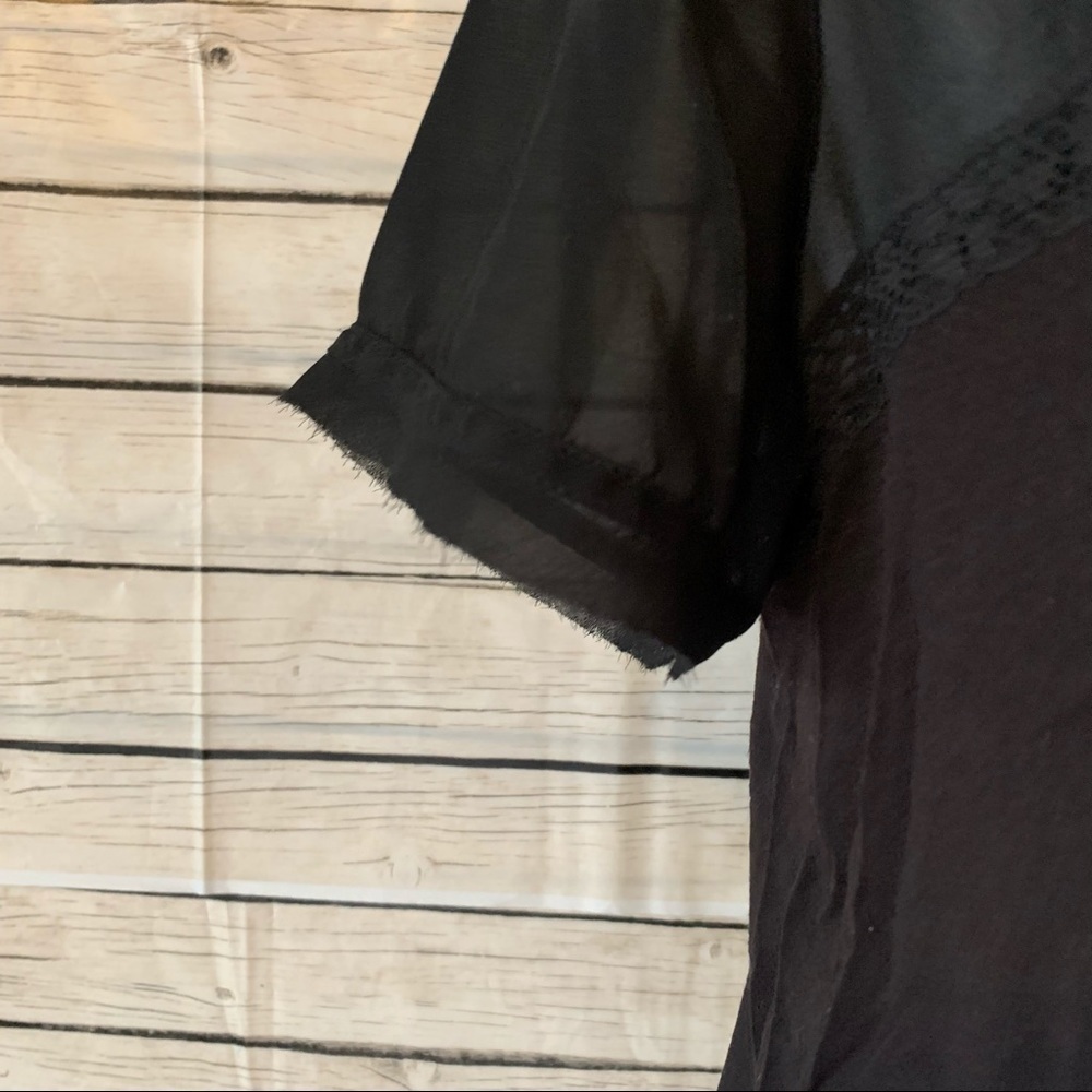 H&M Black Sheer Lace-Trimmed Top Size Medium - Picture 5 of 7